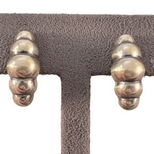 Ciani Sterling Signed Unique Modernist Metamorph Clip On Earrings